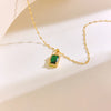 304 Stainless Steel 18K Gold Plated Elegant Lady Streetwear Plating Inlay Round Square Zircon Pendant Necklace