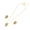 304 Stainless Steel 18K Gold Plated Elegant Luxurious Enamel Flowers Palm Life Tree Flower Zircon Jewelry Set