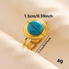 304 Stainless Steel 18K Gold Plated Elegant Retro Lady Inlay Geometric Artificial Gemstones Imitating Stone Open Rings
