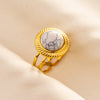 304 Stainless Steel 18K Gold Plated Elegant Retro Lady Inlay Geometric Artificial Gemstones Imitating Stone Open Rings