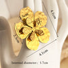 304 Stainless Steel 18K Gold Plated Elegant Retro Pleated Flower Open Rings