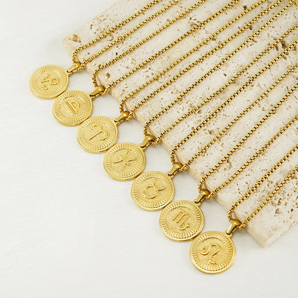 304 Stainless Steel 18K Gold Plated Elegant Simple Style Constellation Pendant Necklace