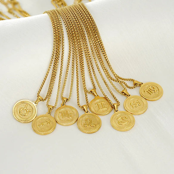 304 Stainless Steel 18K Gold Plated Elegant Simple Style Constellation Pendant Necklace