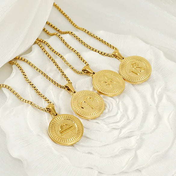304 Stainless Steel 18K Gold Plated Elegant Simple Style Constellation Pendant Necklace