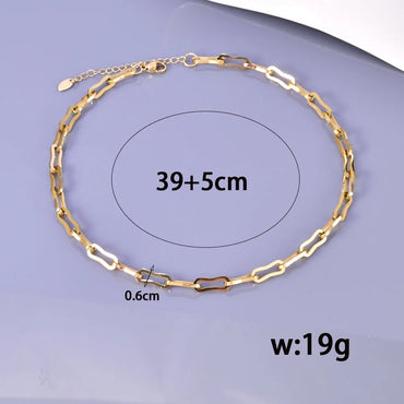 304 Stainless Steel 18K Gold Plated Elegant Simple Style Solid Color Necklace