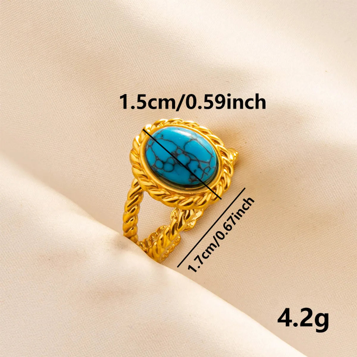 304 Stainless Steel 18K Gold Plated Ethnic Style Classic Style Inlay Geometric Artificial Gemstones Imitating Stone Open Rings