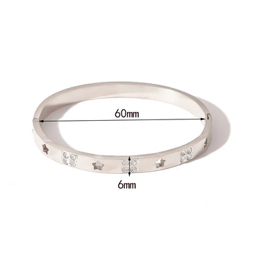 304 Stainless Steel 18K Gold Plated Formal Simple Style Plating Hollow Out Inlay Star Zircon Bangle