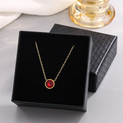 Wholesale Jewelry French Style Modern Style Classic Style Circle 304 Stainless Steel Rhinestones 18K Gold Plated Plating Inlay Pendant Necklace