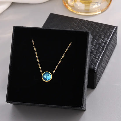 Wholesale Jewelry French Style Modern Style Classic Style Circle 304 Stainless Steel Rhinestones 18K Gold Plated Plating Inlay Pendant Necklace