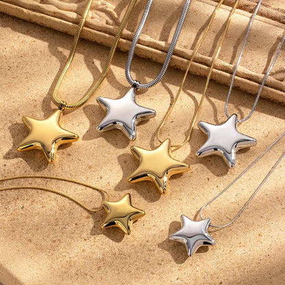 Wholesale Jewelry French Style Simple Style Star 304 Stainless Steel Earrings Necklace