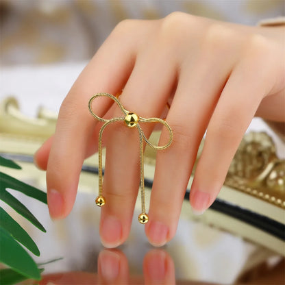 304 Stainless Steel 18K Gold Plated Glam Asymmetrical Inlay Star Starfish Bow Knot Zircon Open Rings