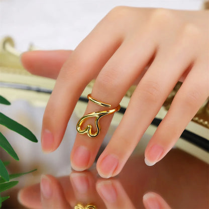 304 Stainless Steel 18K Gold Plated Glam Asymmetrical Inlay Star Starfish Bow Knot Zircon Open Rings