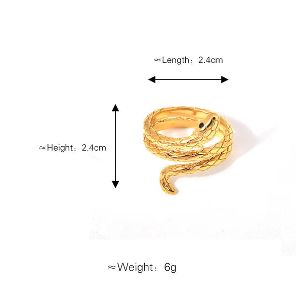 304 Stainless Steel 18K Gold Plated Glam Plating Snake Rings