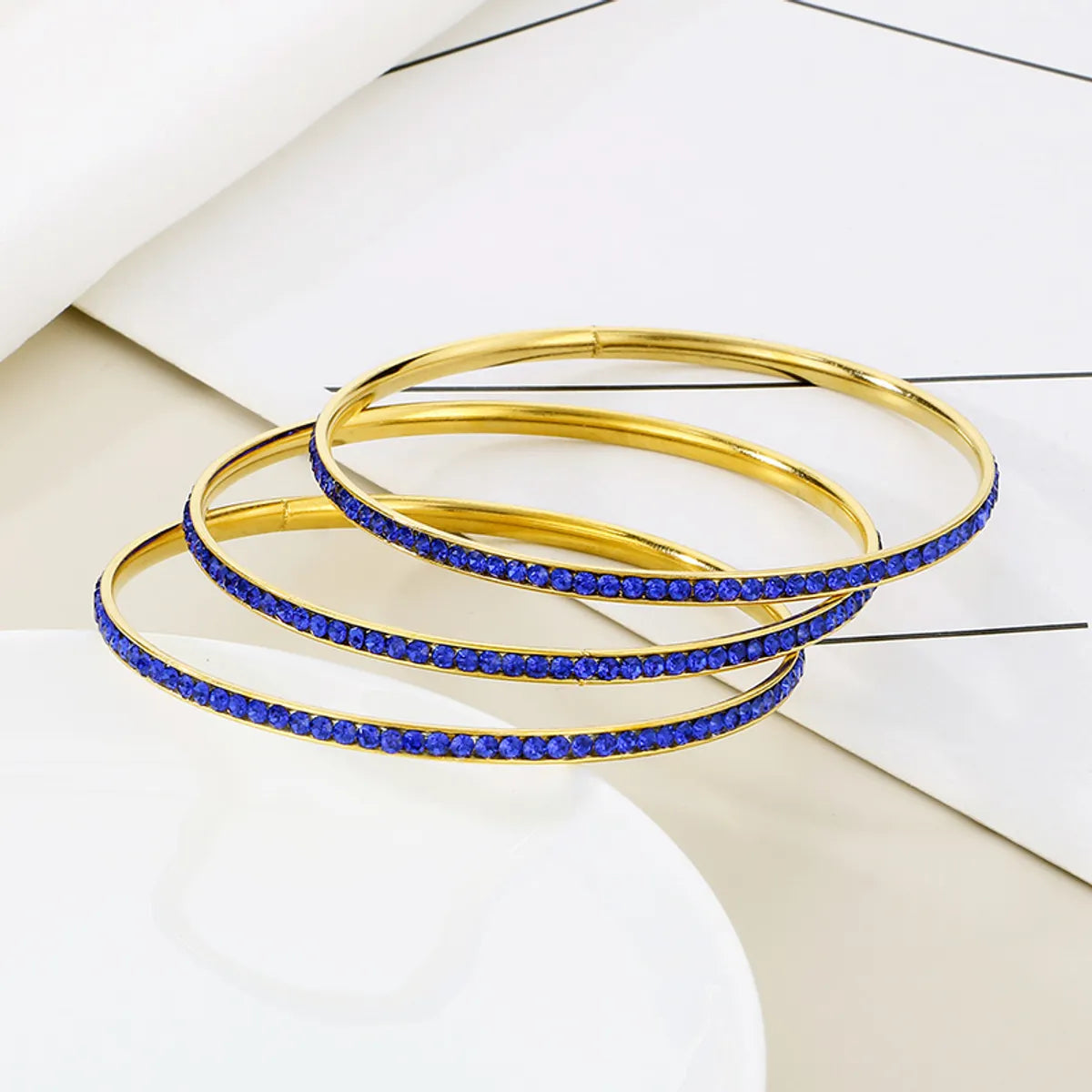 Glam Solid Color 304 Stainless Steel 18K Gold Plated Bangle In Bulk