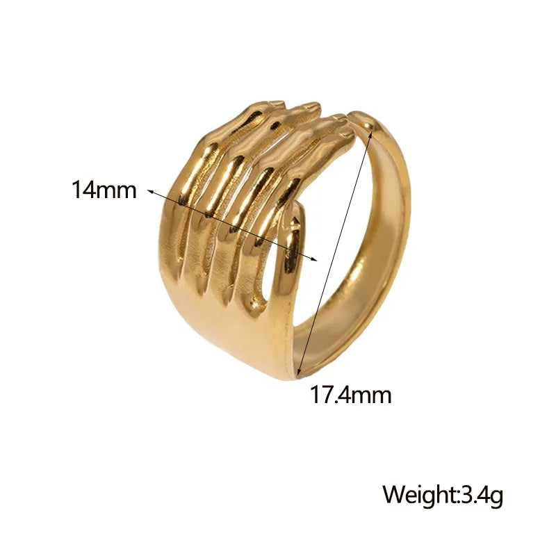 304 Stainless Steel 18K Gold Plated Hip-Hop Punk Plating Hand Rings