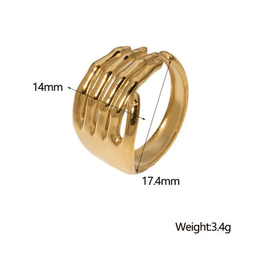 304 Stainless Steel 18K Gold Plated Hip-Hop Punk Plating Hand Rings