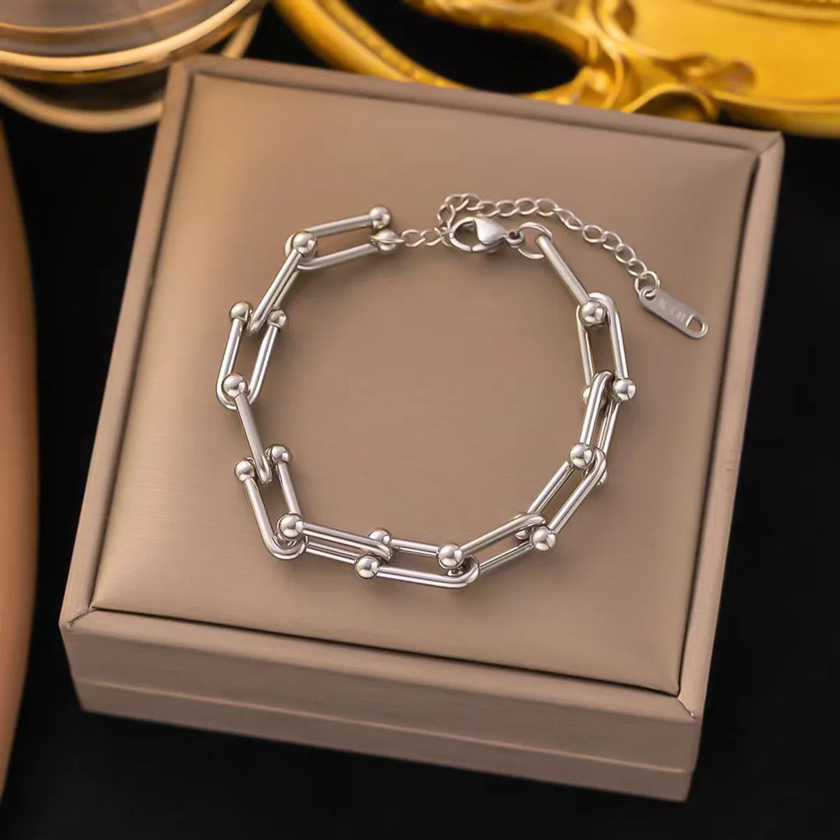 304 Stainless Steel 18K Gold Plated Hip-Hop Punk Solid Color Bracelets Necklace