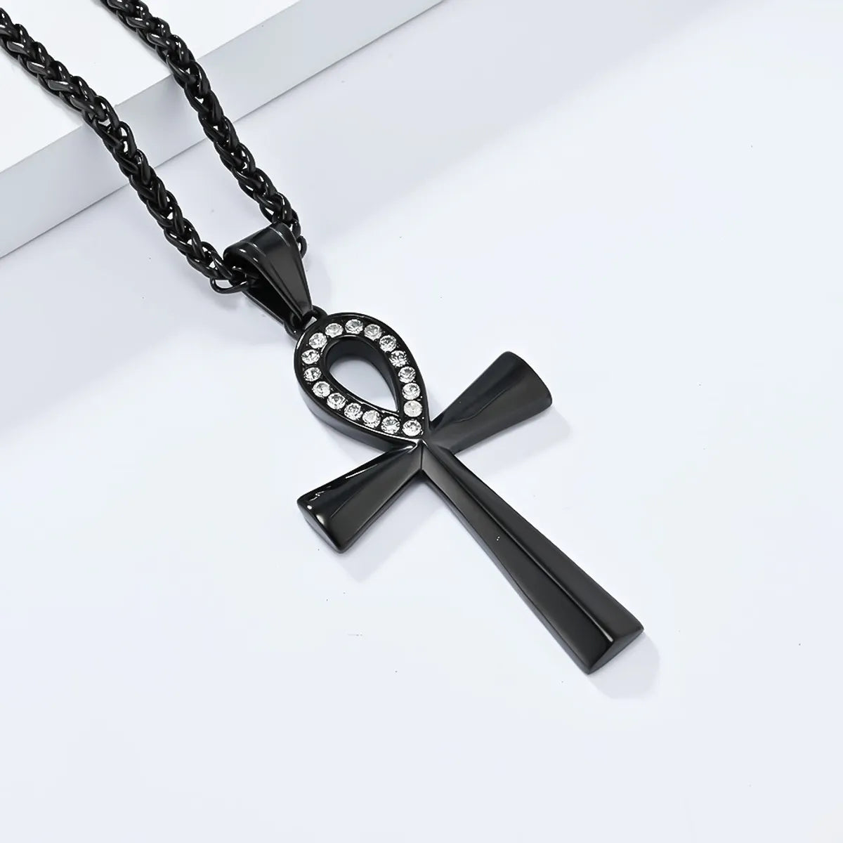 304 Stainless Steel 18K Gold Plated Hip-Hop Retro Plating Cross Pendant Necklace