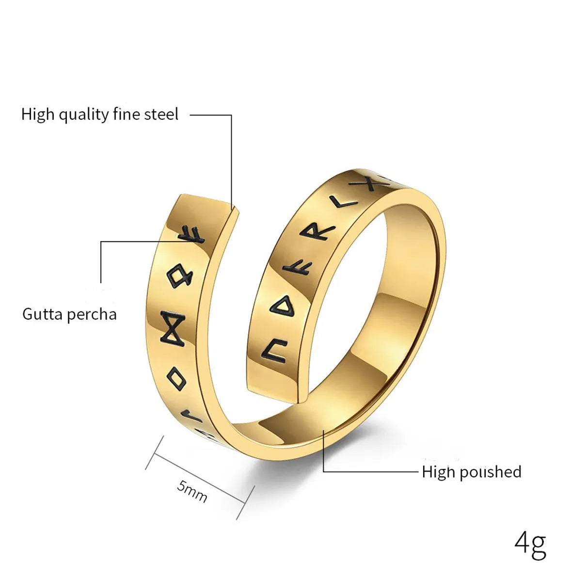 304 Stainless Steel 18K Gold Plated Hip-Hop Retro Plating Inlay Moon Rhinestones Rings