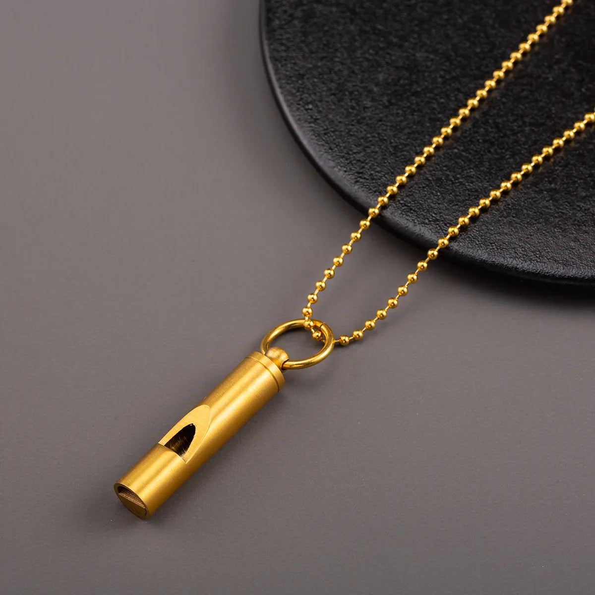 Wholesale Jewelry Hip-Hop Rock Whistle 304 Stainless Steel 18K Gold Plated Polishing Plating Hollow Out Pendant Necklace