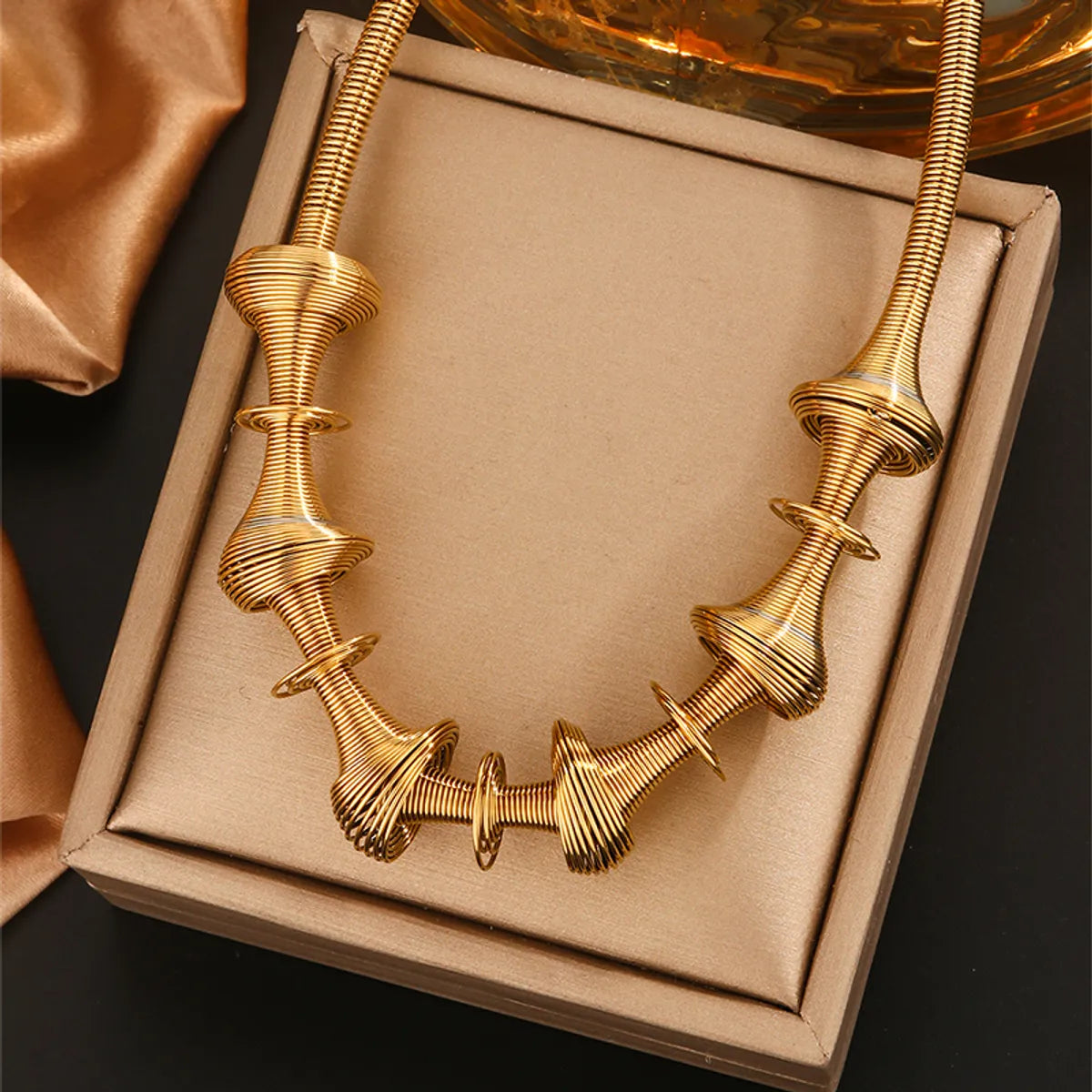 Wholesale Jewelry Hip-Hop Simple Style Irregular Spiral 304 Stainless Steel 18K Gold Plated Necklace