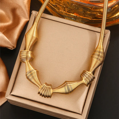 Wholesale Jewelry Hip-Hop Simple Style Irregular Spiral 304 Stainless Steel 18K Gold Plated Necklace