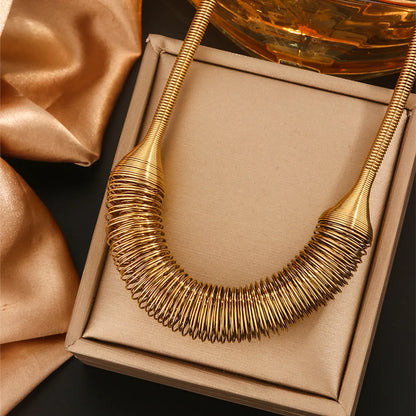 Wholesale Jewelry Hip-Hop Simple Style Irregular Spiral 304 Stainless Steel 18K Gold Plated Necklace