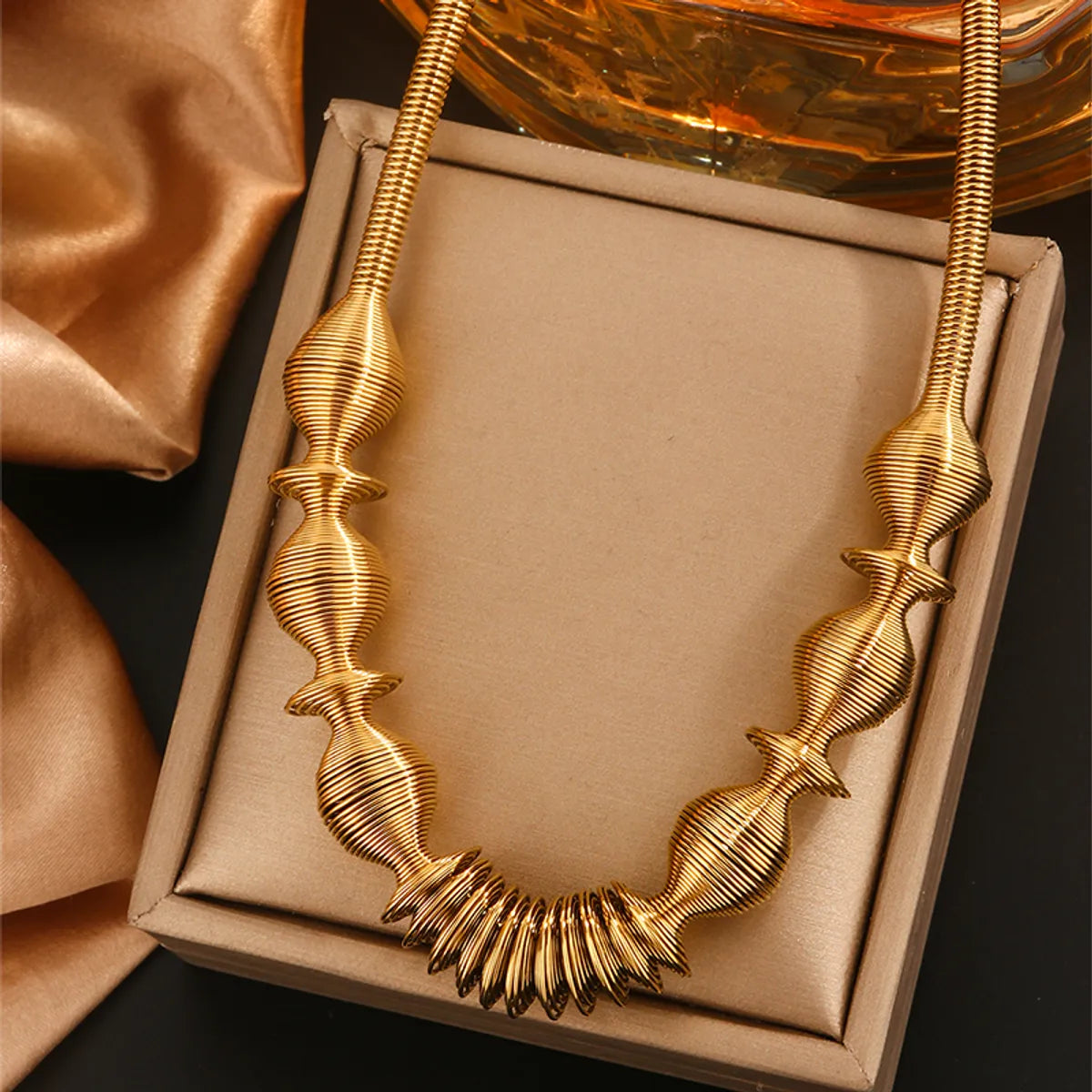 Wholesale Jewelry Hip-Hop Simple Style Irregular Spiral 304 Stainless Steel 18K Gold Plated Necklace