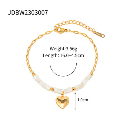 304 Stainless Steel 18K Gold Plated IG Style Basic Classic Style Plating Heart Shape Bracelets Necklace