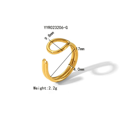 Wholesale Jewelry IG Style Casual Irregular Solid Color 304 Stainless Steel 18K Gold Plated Polishing Plating Rings Bangle Jewelry Set