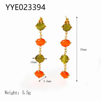 Wholesale Jewelry IG Style Color Block 304 Stainless Steel Gem 18K Gold Plated Jewelry Set