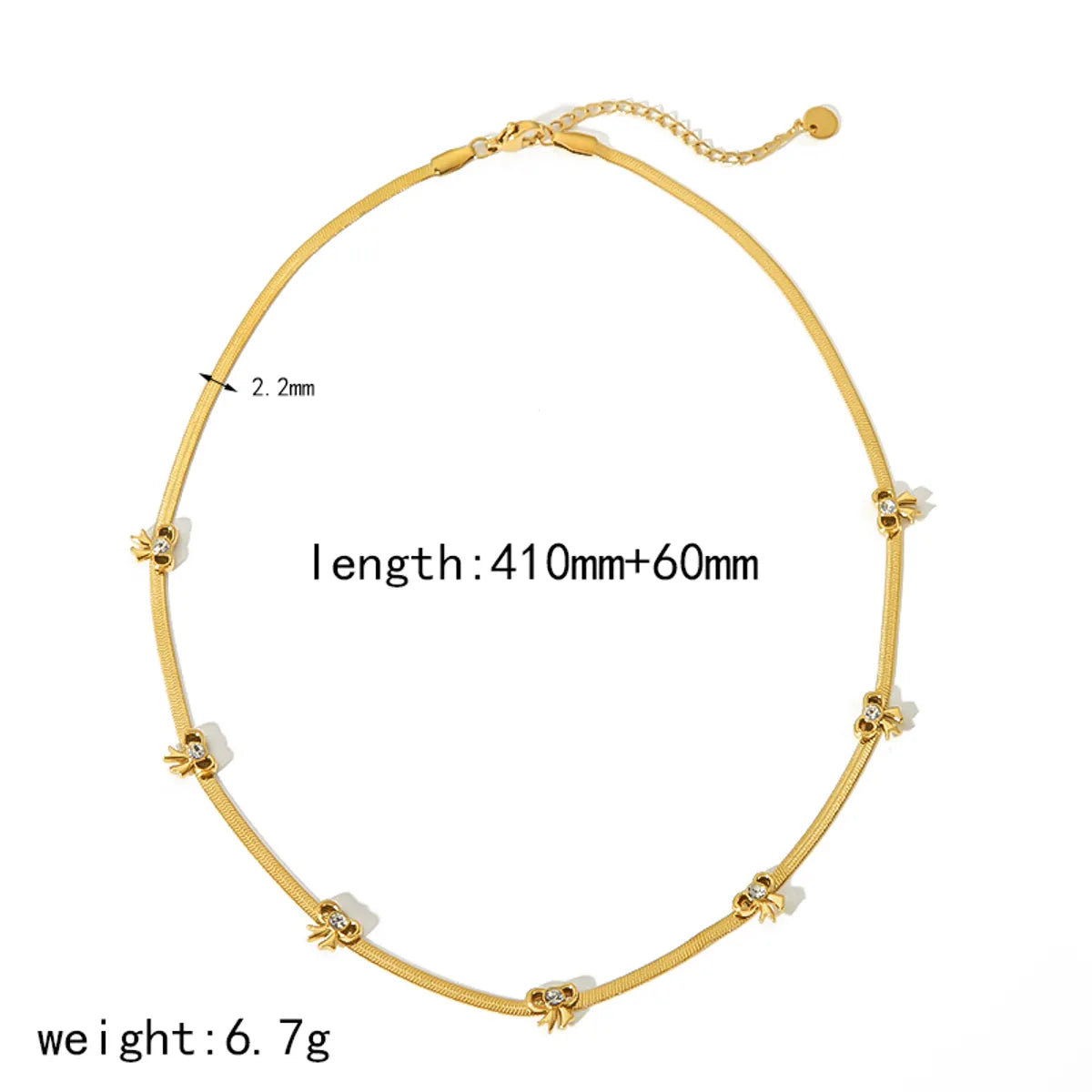 Wholesale Jewelry IG Style Elegant Cute Bow Knot 304 Stainless Steel Agate Zircon 18K Gold Plated Polishing Inlay Necklace