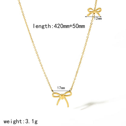 Wholesale Jewelry IG Style Elegant Cute Bow Knot 304 Stainless Steel Agate Zircon 18K Gold Plated Polishing Inlay Necklace