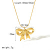 Wholesale Jewelry IG Style Elegant Cute Bow Knot 304 Stainless Steel Agate Zircon 18K Gold Plated Polishing Inlay Necklace