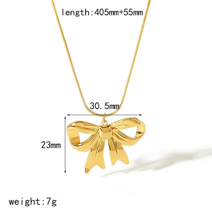 Wholesale Jewelry IG Style Elegant Cute Bow Knot 304 Stainless Steel Agate Zircon 18K Gold Plated Polishing Inlay Necklace