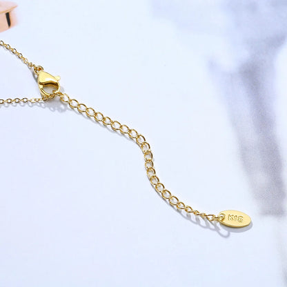 304 Stainless Steel 18K Gold Plated IG Style Elegant MAMA Hollow Out Inlay Letter Zircon Pendant Necklace