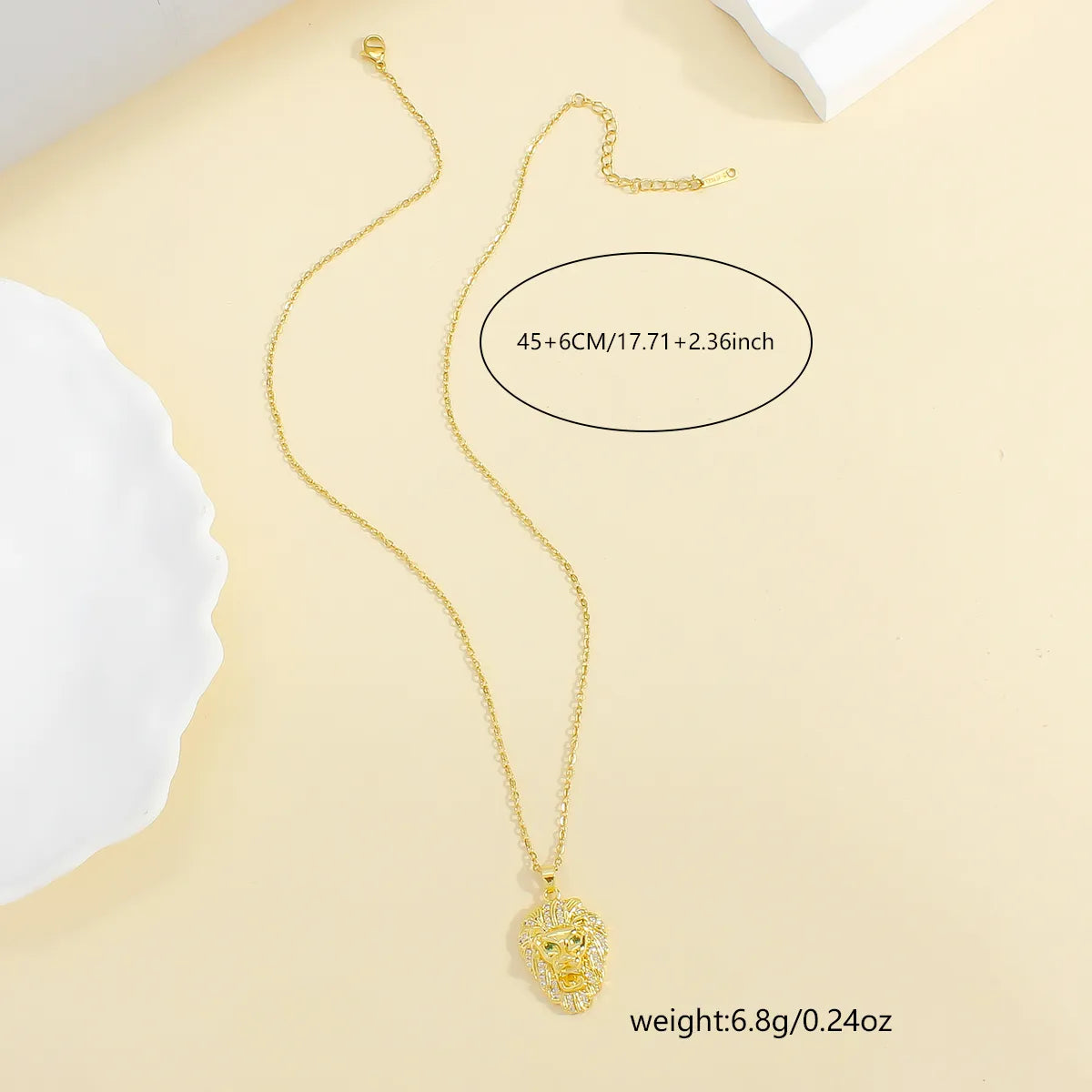 304 Stainless Steel 18K Gold Plated IG Style Elegant Plating Inlay Lion Zircon Pendant Necklace