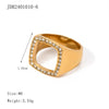 Wholesale Jewelry IG Style Square 304 Stainless Steel Rhinestones 18K Gold Plated Hollow Out Inlay Rings