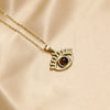 304 Stainless Steel 18K Gold Plated IG Style Inlay Devil'S Eye Palm Natural Stone Pendant Necklace