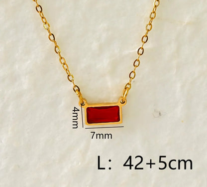 Wholesale Jewelry IG Style Modern Style Classic Style Rectangle 304 Stainless Steel Zircon 18K Gold Plated Inlay Pendant Necklace