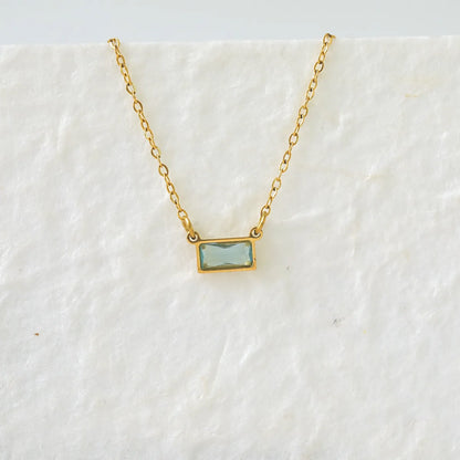 Wholesale Jewelry IG Style Modern Style Classic Style Rectangle 304 Stainless Steel Zircon 18K Gold Plated Inlay Pendant Necklace