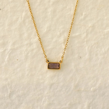 Wholesale Jewelry IG Style Modern Style Classic Style Rectangle 304 Stainless Steel Zircon 18K Gold Plated Inlay Pendant Necklace