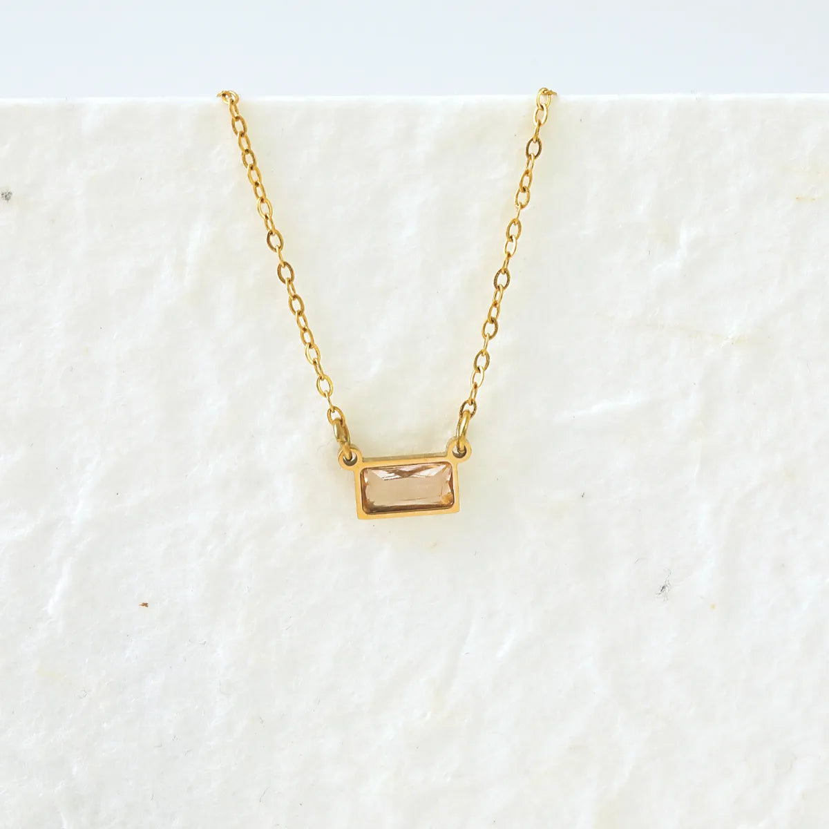 Wholesale Jewelry IG Style Modern Style Classic Style Rectangle 304 Stainless Steel Zircon 18K Gold Plated Inlay Pendant Necklace