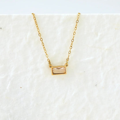 Wholesale Jewelry IG Style Modern Style Classic Style Rectangle 304 Stainless Steel Zircon 18K Gold Plated Inlay Pendant Necklace