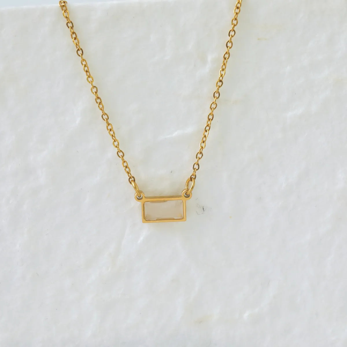 Wholesale Jewelry IG Style Modern Style Classic Style Rectangle 304 Stainless Steel Zircon 18K Gold Plated Inlay Pendant Necklace