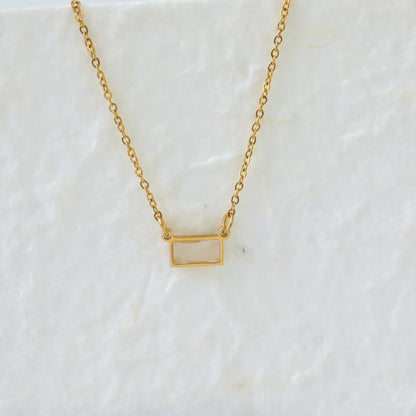 Wholesale Jewelry IG Style Modern Style Classic Style Rectangle 304 Stainless Steel Zircon 18K Gold Plated Inlay Pendant Necklace