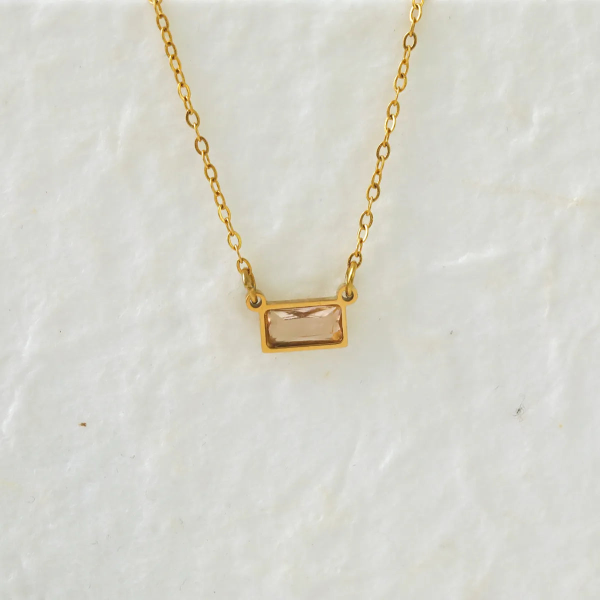 Wholesale Jewelry IG Style Modern Style Classic Style Rectangle 304 Stainless Steel Zircon 18K Gold Plated Inlay Pendant Necklace