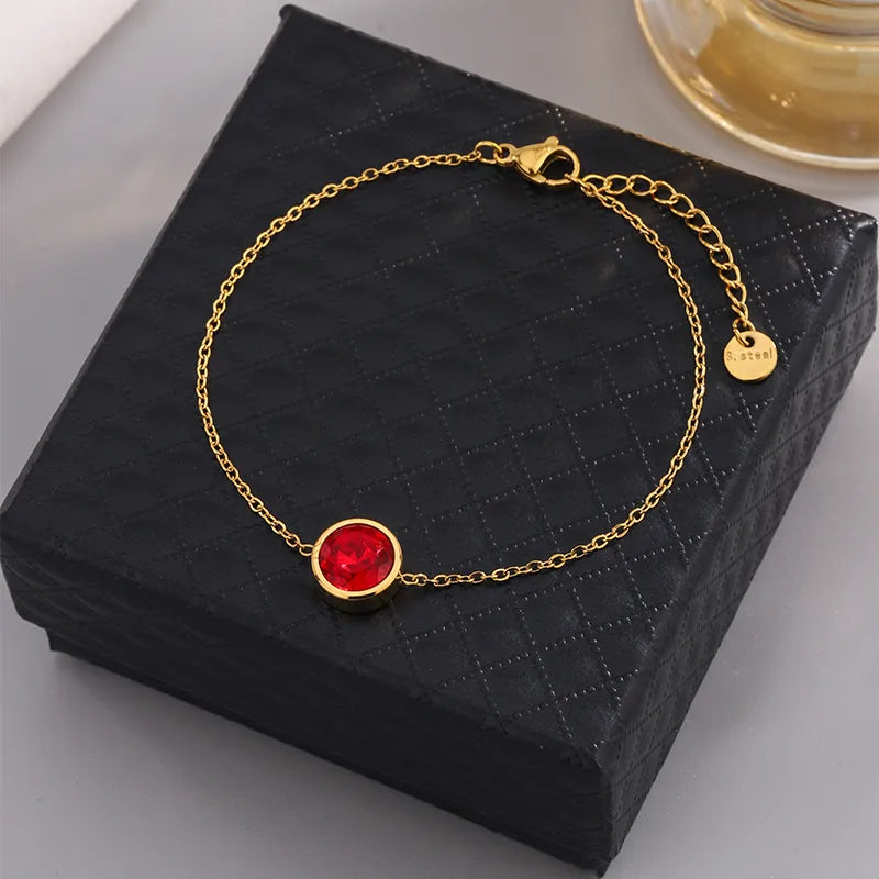 IG Style Modern Style Classic Style Round Multicolor 304 Stainless Steel 18K Gold Plated Artificial Rhinestones Bracelets In Bulk