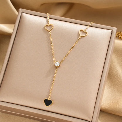 304 Stainless Steel 18K Gold Plated IG Style Modern Style Classic Style Tassel Star Heart Shape Pendant Necklace