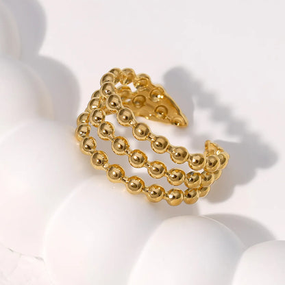 304 Stainless Steel 18K Gold Plated IG Style Modern Style Simple Style Round Dots Solid Color Lines Open Rings